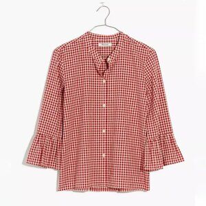 Madewell Gingham Bell-Sleeve Shirt Size S